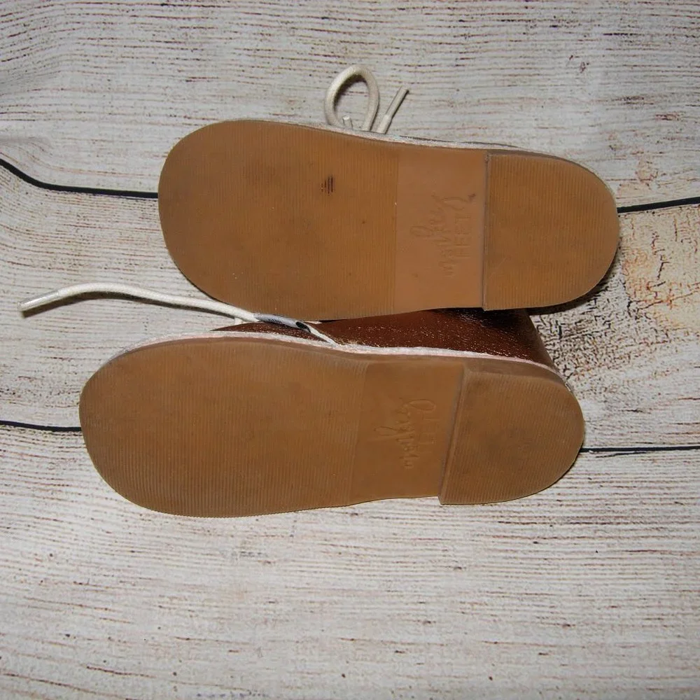 Monkey Feet Gold Leather Shoes Toddler 2-3 years